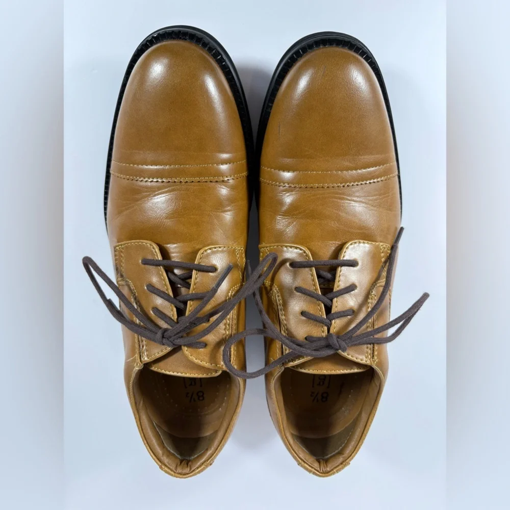 George Men’s Branford Casual Dress Oxfords in Brown Faux Leather-Cap Toe Design
